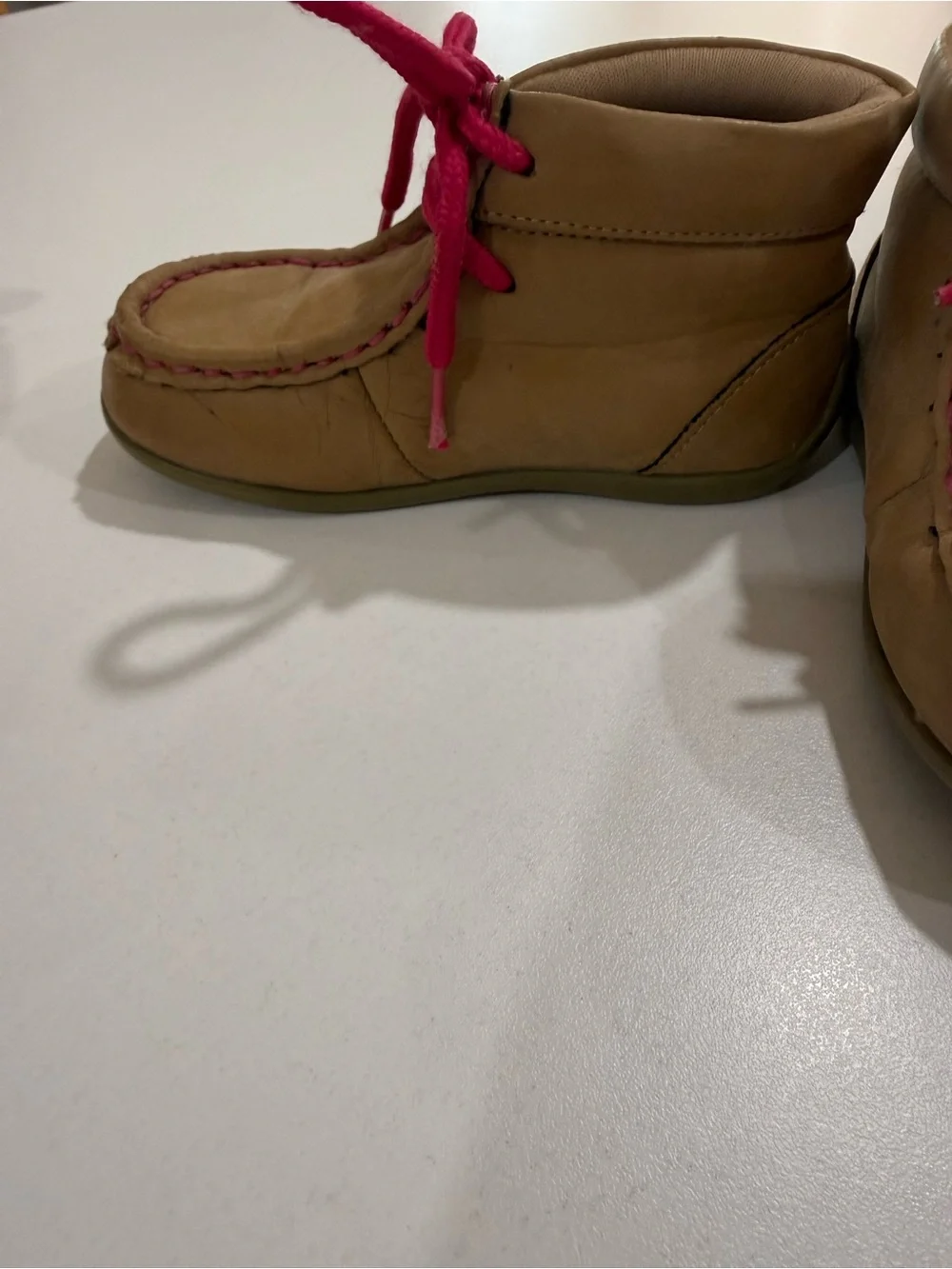 Twister Toddler Size 6 Tan Pink Moc Toe Chukka Shoes Boots